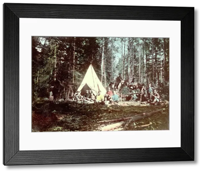 Framed Print : Road Surveying Party in the Tomsk Region, 1906-1908. Creator: Dorozhno-Stroitel'nyi Otdel Framed Print : Road Surveying Party in the Tomsk Region, 1906-1908. Creator: Dorozhno-Stroitel'nyi Otdel