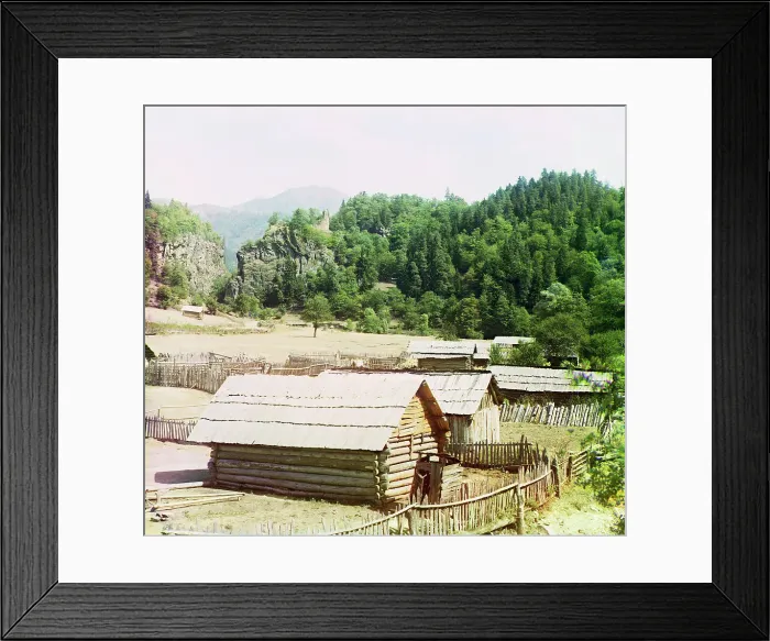 Framed Print : Stone gate and Uzvarian fortress, Uznariani Castle in Tsagvery village, between 1905 and 1915. Creator: Sergey Mikhaylovich Prokudin-Gorsky Framed Print : Stone gate and Uzvarian fortress, Uznariani Castle in Tsagvery village, between 1905 and 1915. Creator: Sergey Mikhaylovich Prokudin-Gorsky