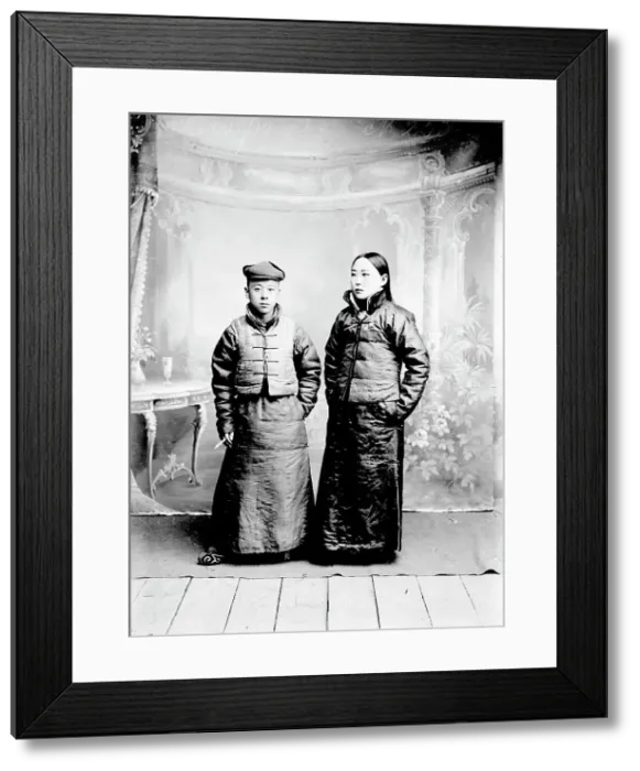 Framed Print : Asian man and woman, 1900. Creator: Nikolai Nikolaevich Petrov Framed Print : Asian man and woman, 1900. Creator: Nikolai Nikolaevich Petrov