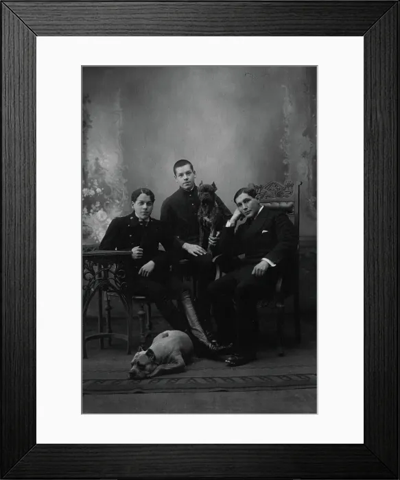 Framed Print : Young People, Presumably the Sons of Fire Chief A.F. Domishkevich, early 20th century. Creator: Unknown Framed Print : Young People, Presumably the Sons of Fire Chief A.F. Domishkevich, early 20th century. Creator: Unknown