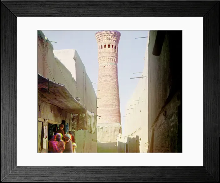 Framed Print : Street scene with vendors, minaret in background, between 1905 and 1915. Creator: Sergey Mikhaylovich Prokudin-Gorsky Framed Print : Street scene with vendors, minaret in background, between 1905 and 1915. Creator: Sergey Mikhaylovich Prokudin-Gorsky