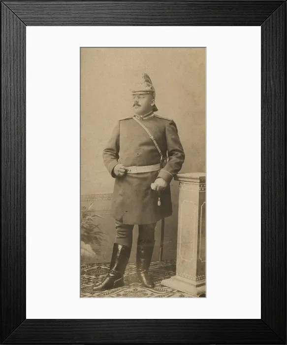 Framed Print : Fire Chief A. F. Domishkevich in Uniform with a Sabre and in a Helmet, 1901. Creator: Unknown Framed Print : Fire Chief A. F. Domishkevich in Uniform with a Sabre and in a Helmet, 1901. Creator: Unknown