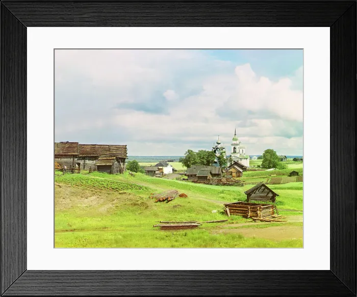 Framed Print : Village of Paltoga [Russian Empire], 1909. Creator: Sergey Mikhaylovich Prokudin-Gorsky