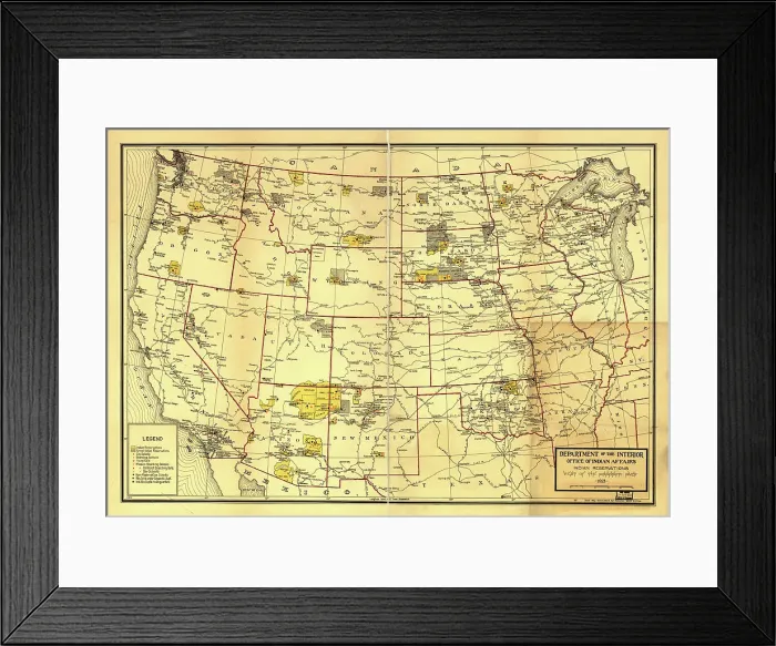 Framed Print : Indian Reservations west of the Mississippi River, 1923. Creator: Office of Indian Affairs Framed Print : Indian Reservations west of the Mississippi River, 1923. Creator: Office of Indian Affairs