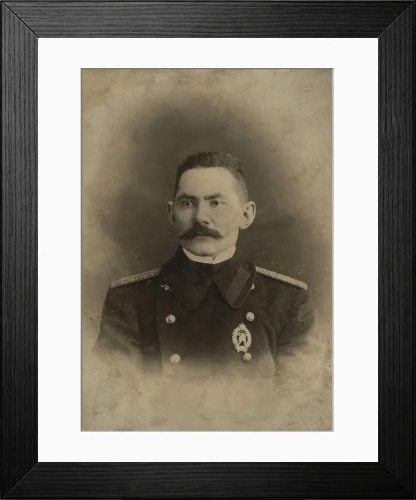 Framed Print : Brigade Commander Vladimir Nikolaevich Vodoleev in a Firefighter's Uniform, early 20th century. Creator: Unknown Framed Print : Brigade Commander Vladimir Nikolaevich Vodoleev in a Firefighter's Uniform, early 20th century. Creator: Unknown