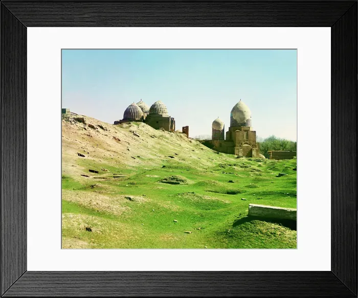 Framed Print : General view of Shakh-i Zindeh mosque, from the northwest, Samarkand, between 1905 and 1915. Creator: Sergey Mikhaylovich Prokudin-Gorsky Framed Print : General view of Shakh-i Zindeh mosque, from the northwest, Samarkand, between 1905 and 1915. Creator: Sergey Mikhaylovich Prokudin-Gorsky