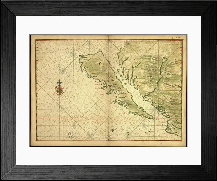 Framed Print : Map of California shown as an island, c 1650. Creator: Johannes Vingboons Framed Print : Map of California shown as an island, c 1650. Creator: Johannes Vingboons