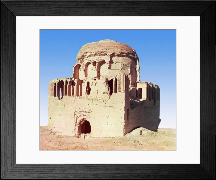 Framed Print : Front view of a crumbling mosque, with a man standing beside it, between 1905 and 1915. Creator: Sergey Mikhaylovich Prokudin-Gorsky Framed Print : Front view of a crumbling mosque, with a man standing beside it, between 1905 and 1915. Creator: Sergey Mikhaylovich Prokudin-Gorsky