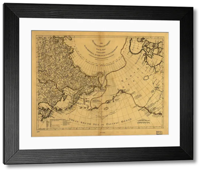 Framed Print : The Russian discoveries from the map published by the Imperial Academy of St. Petersburg, 1775. Creator: Unknown Framed Print : The Russian discoveries from the map published by the Imperial Academy of St. Petersburg, 1775. Creator: Unknown