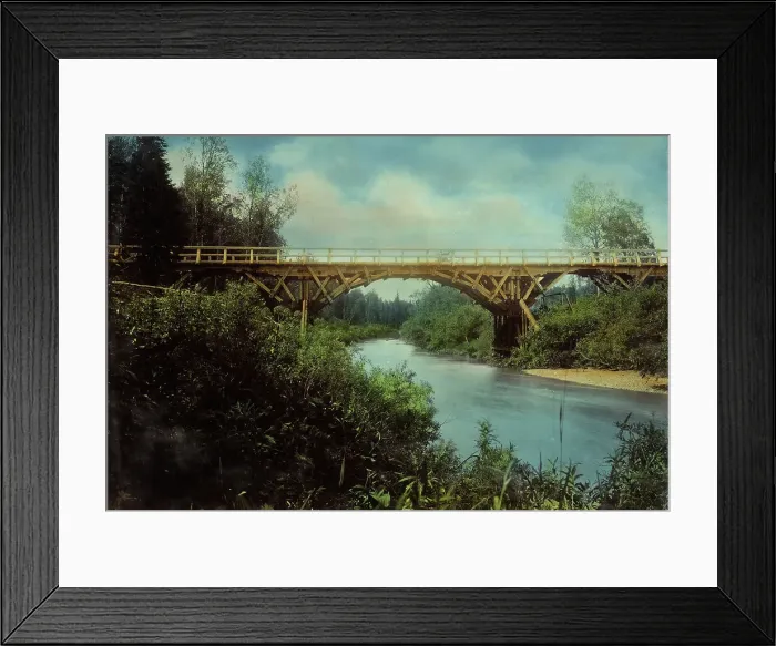 Framed Print : A Bridge Over the Barsa River. Kedrovsko-Alekseevsk Railroad, 1906-1908. Creator: Dorozhno-Stroitel'nyi Otdel Framed Print : A Bridge Over the Barsa River. Kedrovsko-Alekseevsk Railroad, 1906-1908. Creator: Dorozhno-Stroitel'nyi Otdel