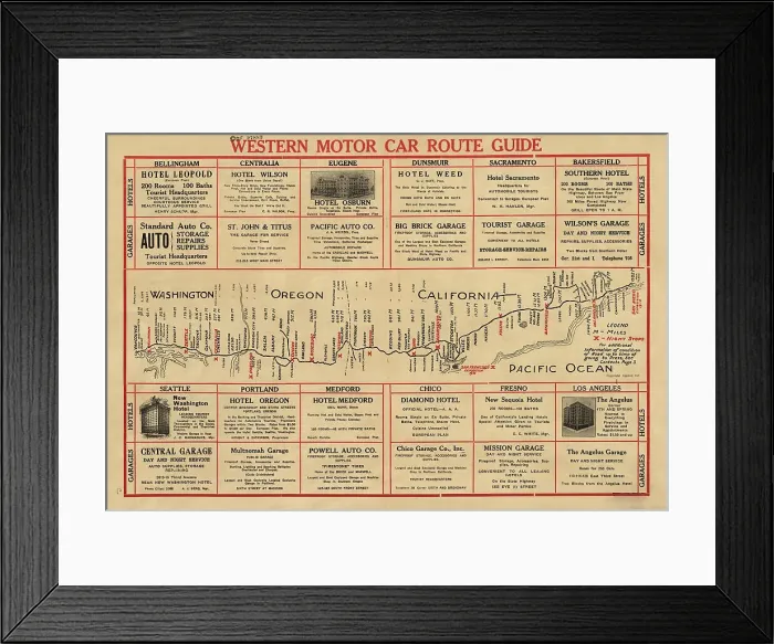 Framed Print : Western motor car route guide, (1915?). Creator: Unknown Framed Print : Western motor car route guide, (1915?). Creator: Unknown