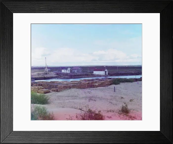 Framed Print : Rescue station on Onega Lake [Russian Empire], 1909. Creator: Sergey Mikhaylovich Prokudin-Gorsky