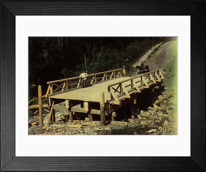 Framed Print : A Bridge 6 Sazhens Long. Kedrovsko-Borodavskaia Road, 1906-1908. Creator: Dorozhno-Stroitel'nyi Otdel Framed Print : A Bridge 6 Sazhens Long. Kedrovsko-Borodavskaia Road, 1906-1908. Creator: Dorozhno-Stroitel'nyi Otdel