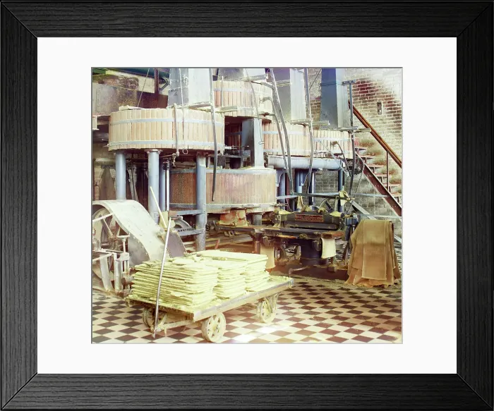 Framed Print : Workshop for extracting cotton oil, Murgab Estate, Bairam-Ali, between 1905 and 1915. Creator: Sergey Mikhaylovich Prokudin-Gorsky Framed Print : Workshop for extracting cotton oil, Murgab Estate, Bairam-Ali, between 1905 and 1915. Creator: Sergey Mikhaylovich Prokudin-Gorsky