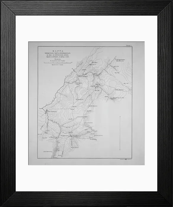 Framed Print : Map of exploration work carried out in 1895 in the Mariinsky District. Ubienka.. 1895. Creator: Unknown Framed Print : Map of exploration work carried out in 1895 in the Mariinsky District. Ubienka.. 1895. Creator: Unknown