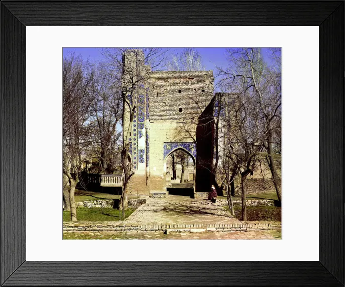 Framed Print : Exit from the Gur-Emir mosque, Samarkand, between 1905 and 1915. Creator: Sergey Mikhaylovich Prokudin-Gorsky Framed Print : Exit from the Gur-Emir mosque, Samarkand, between 1905 and 1915. Creator: Sergey Mikhaylovich Prokudin-Gorsky