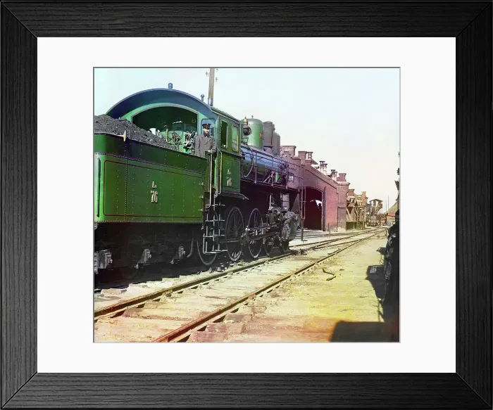 Framed Print : Locomotive and coal car at a railroad yard, between 1905 and 1915. Creator: Sergey Mikhaylovich Prokudin-Gorsky Framed Print : Locomotive and coal car at a railroad yard, between 1905 and 1915. Creator: Sergey Mikhaylovich Prokudin-Gorsky