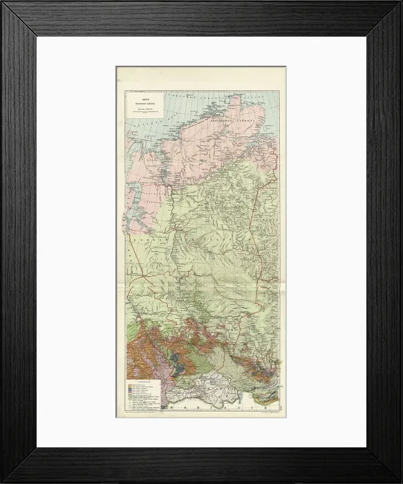 Framed Print : Map of Enisei Province, 1914. Creator: Resettlement Department of the Land Regulation and Agriculture Administration Framed Print : Map of Enisei Province, 1914. Creator: Resettlement Department of the Land Regulation and Agriculture Administration