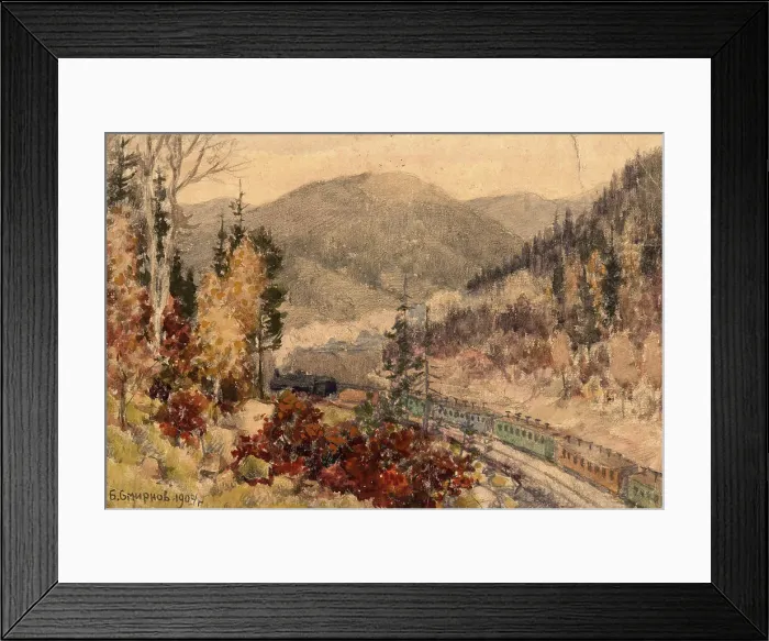Framed Print : Locomotive in the Ural Mountains near Zlatoust, 1904. Creator: Boris Vasilievich Smirnov Framed Print : Locomotive in the Ural Mountains near Zlatoust, 1904. Creator: Boris Vasilievich Smirnov