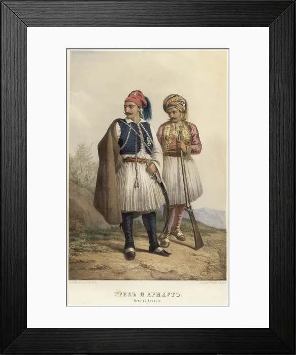 Framed Print : Greek and Arnaut, 1862. Creator: Karl Fiale Framed Print : Greek and Arnaut, 1862. Creator: Karl Fiale