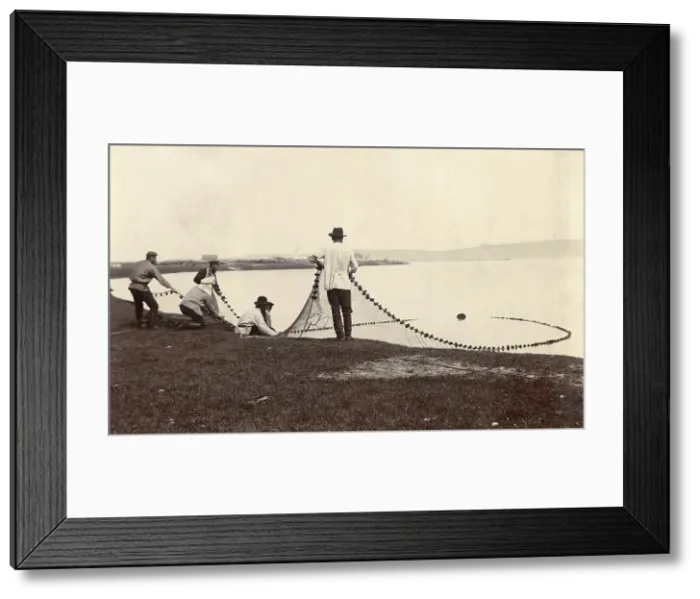 Framed Print : Fishermen with a net in their hands, 1900. Creators: I. A. Podgorbunskii, V. I. Podgorbunskii Framed Print : Fishermen with a net in their hands, 1900. Creators: I. A. Podgorbunskii, V. I. Podgorbunskii