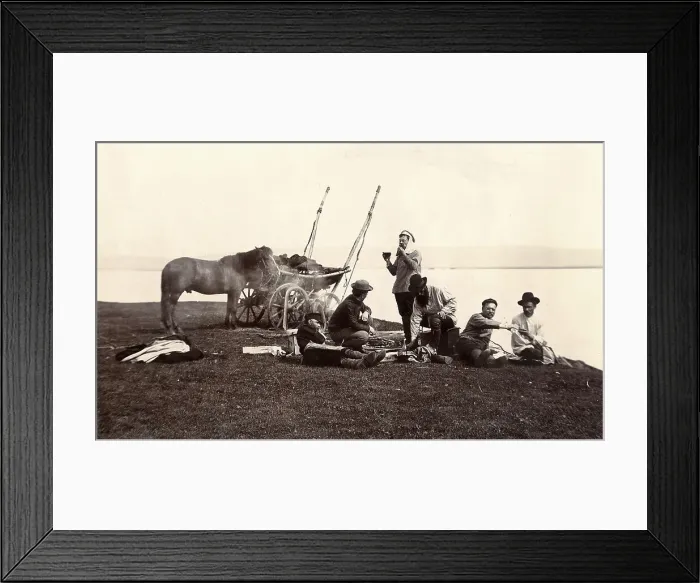 Framed Print : Picnic. Group of Men on the River Shore, 1900. Creators: I. A. Podgorbunskii, V. I. Podgorbunskii Framed Print : Picnic. Group of Men on the River Shore, 1900. Creators: I. A. Podgorbunskii, V. I. Podgorbunskii
