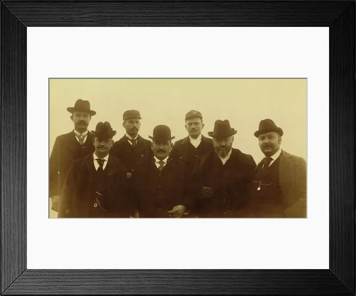 Framed Print : Seven men, half-length portrait, facing front, 1894 or 1895. Creator: Alfred Lee Broadbent Framed Print : Seven men, half-length portrait, facing front, 1894 or 1895. Creator: Alfred Lee Broadbent
