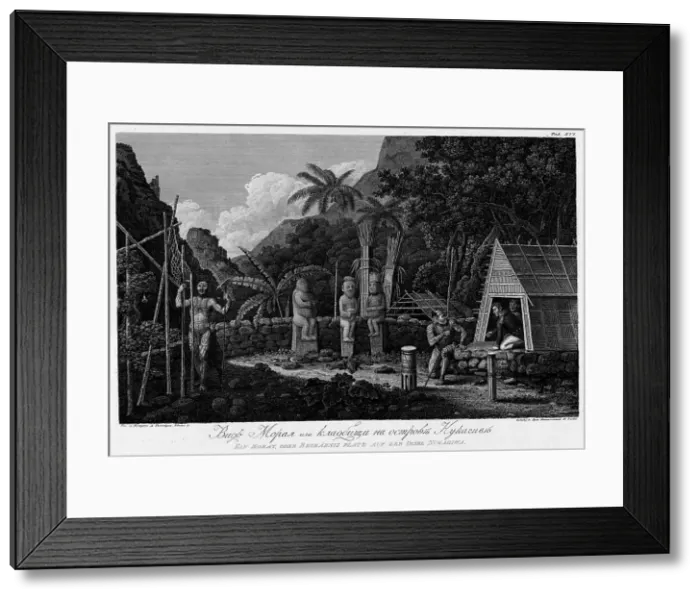 Framed Print : View of Cemetery on Nukagiva Island, 1813. Creator: Koz'ma Vasil'evich Chesky Framed Print : View of Cemetery on Nukagiva Island, 1813. Creator: Koz'ma Vasil'evich Chesky