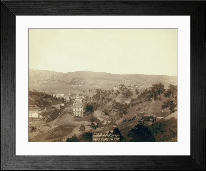 Framed Print : Hot Springs, SD Minnekahta, Ave Bath house 1; Sanitarium 2; Gillespie House 3; FE and MV... 1891. Creator: John C. H. Grabill Framed Print : Hot Springs, SD Minnekahta, Ave Bath house 1; Sanitarium 2; Gillespie House 3; FE and MV... 1891. Creator: John C. H. Grabill