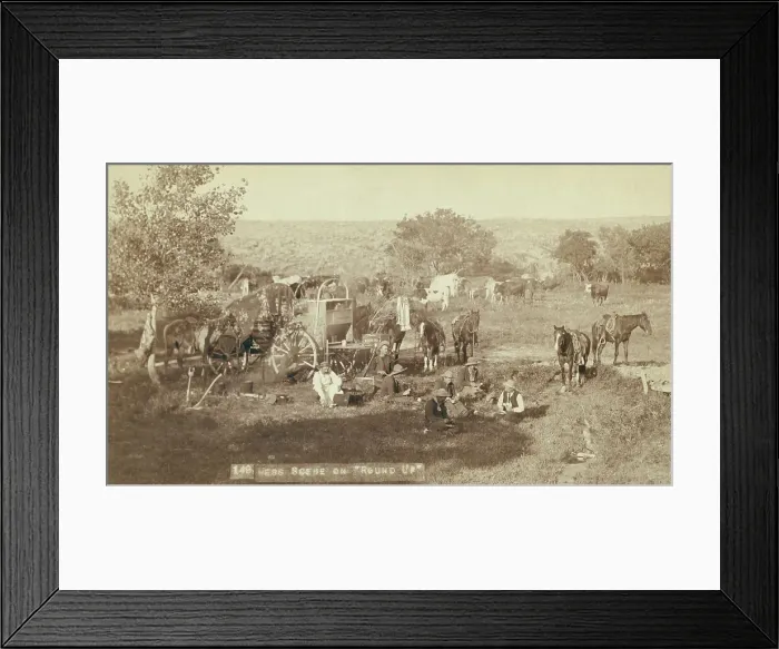Framed Print : Mess scene on round up, between 1887 and 1892. Creator: John C. H. Grabill. Mess scene on round up, between 1887 and 1892. Creator: John C. H. Grabill Framed Print : Mess scene on round up, between 1887 and 1892. Creator: John C. H. Grabill. Mess scene on round up, between 1887 and 1892. Creator: John C. H. Grabill