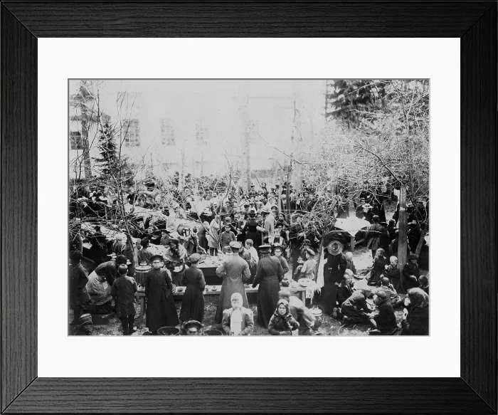 Framed Print : Public feeding of poor children in the Ascension Monastery, 1900. Creators: I. A. Podgorbunskii, V. I. Podgorbunskii Framed Print : Public feeding of poor children in the Ascension Monastery, 1900. Creators: I. A. Podgorbunskii, V. I. Podgorbunskii