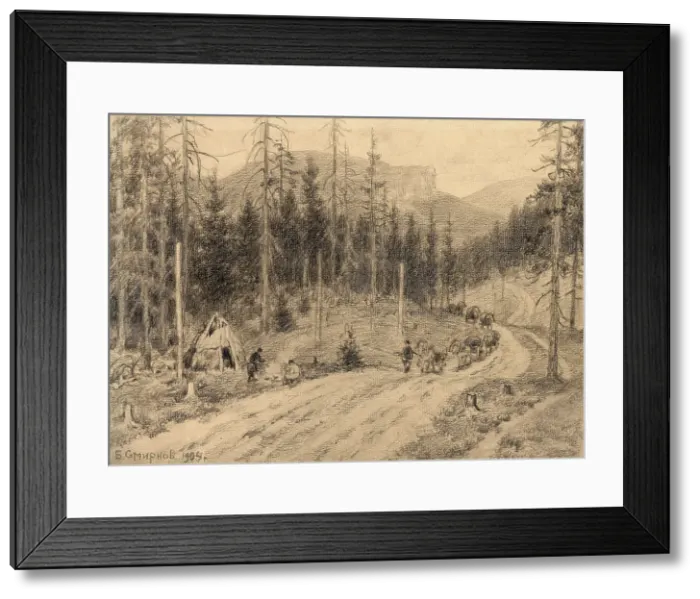 Framed Print : The Great Siberian Road through the Ural Mountains, 1904. Creator: Boris Vasilievich Smirnov Framed Print : The Great Siberian Road through the Ural Mountains, 1904. Creator: Boris Vasilievich Smirnov
