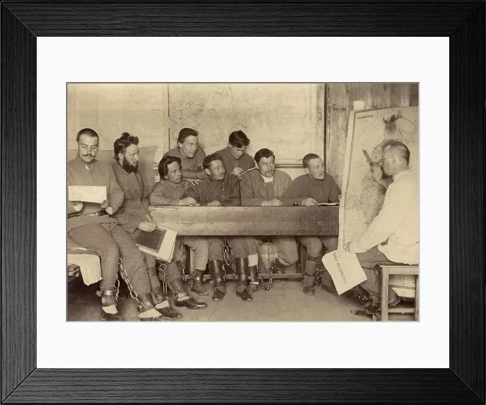 Framed Print : Convicts During a Geography Lesson, 1906-1911. Creator: Isaiah Aronovich Shinkman Framed Print : Convicts During a Geography Lesson, 1906-1911. Creator: Isaiah Aronovich Shinkman