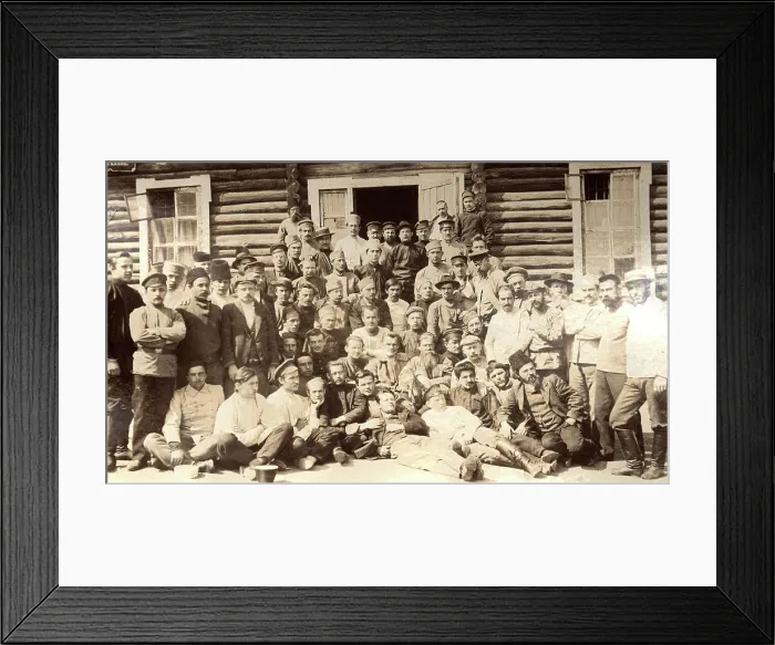 Framed Print : A Group Picture of Convicts in Front of the Kitchen, 1906-1911. Creator: Isaiah Aronovich Shinkman Framed Print : A Group Picture of Convicts in Front of the Kitchen, 1906-1911. Creator: Isaiah Aronovich Shinkman