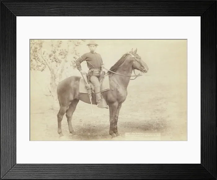 Framed Print : The Cavalier The young soldier and his horse on duty [a]t camp Cheyenne []  / , 1890. Creator: John C. H. Grabill