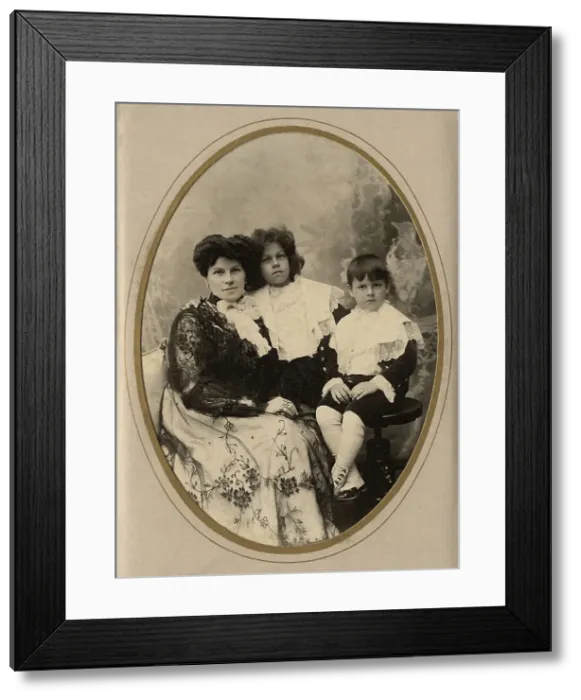 Framed Print : Young Woman with Two Children, late 19th cent - early 20th cent. Creator: IV Bulatov Framed Print : Young Woman with Two Children, late 19th cent - early 20th cent. Creator: IV Bulatov