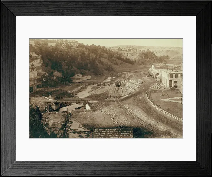Framed Print : Hot Springs, SD From the Fremont, Elkhorn and MV Ry bridge looking north to Fred... 1891. Creator: John C. H. Grabill Framed Print : Hot Springs, SD From the Fremont, Elkhorn and MV Ry bridge looking north to Fred... 1891. Creator: John C. H. Grabill