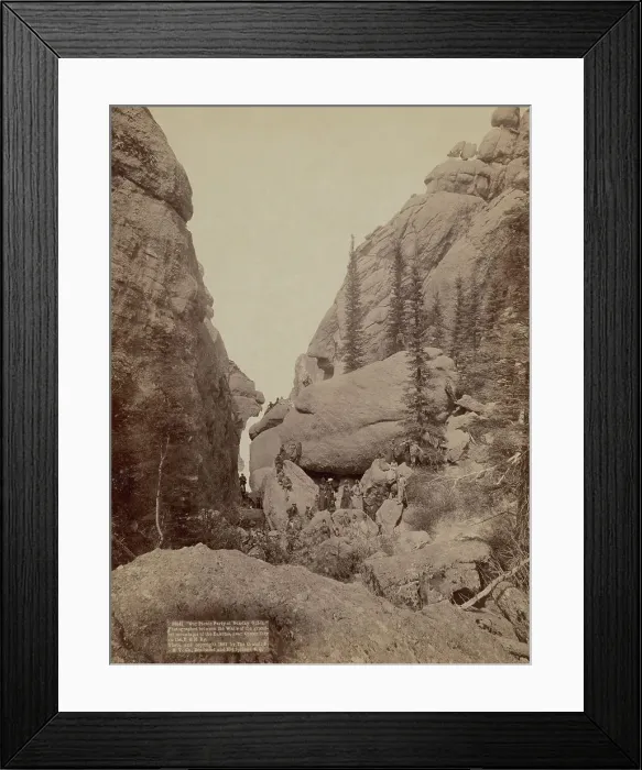 Framed Print : Our picnic party at Sunday Gulch Photographed between the walls of the grandest mountain... 1891. Creator: John C. H. Grabill Framed Print : Our picnic party at Sunday Gulch Photographed between the walls of the grandest mountain... 1891. Creator: John C. H. Grabill