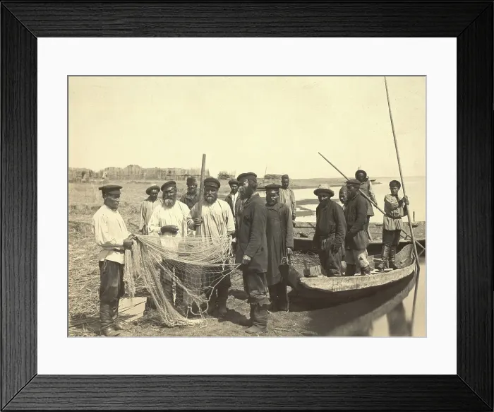 Framed Print : Fishermen on Lake Zaisan, 1909. Creator: Nikolai Georgievich Katanaev Framed Print : Fishermen on Lake Zaisan, 1909. Creator: Nikolai Georgievich Katanaev