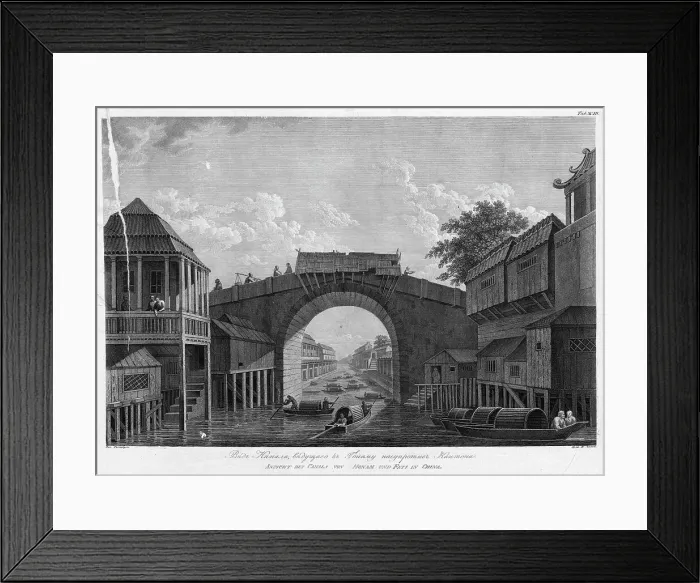 Framed Print : View of the Canal, Leading to Gonamu Opposite Canton, 1813.. Creator: Ivan Vasil'evich Chesky Framed Print : View of the Canal, Leading to Gonamu Opposite Canton, 1813.. Creator: Ivan Vasil'evich Chesky