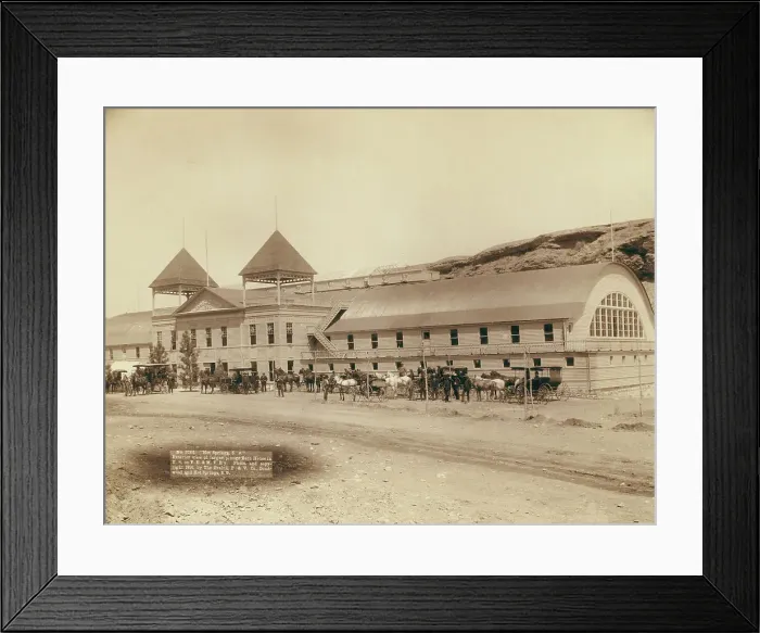 Framed Print : Hot Springs, SD Exterior view of largest plunge bath house in US on FE and MV R'y, 1891. Creator: John C. H. Grabill Framed Print : Hot Springs, SD Exterior view of largest plunge bath house in US on FE and MV R'y, 1891. Creator: John C. H. Grabill