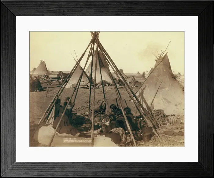 Framed Print : Home of Mrs American Horse Visiting squaws at Mrs A's home in hostile camp, 1891. Creator: John C. H. Grabill Framed Print : Home of Mrs American Horse Visiting squaws at Mrs A's home in hostile camp, 1891. Creator: John C. H. Grabill