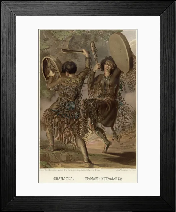 Framed Print : Shaman and shamanka, 1862. Creator: Karlis Huns Framed Print : Shaman and shamanka, 1862. Creator: Karlis Huns
