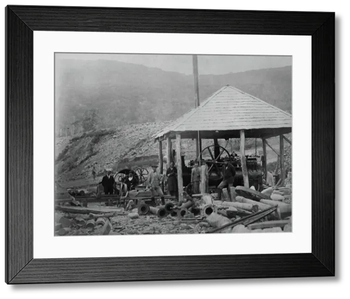 Framed Print : Gold washing machine on Askold Island, 1865-1871. Creator: VV Lanin Framed Print : Gold washing machine on Askold Island, 1865-1871. Creator: VV Lanin