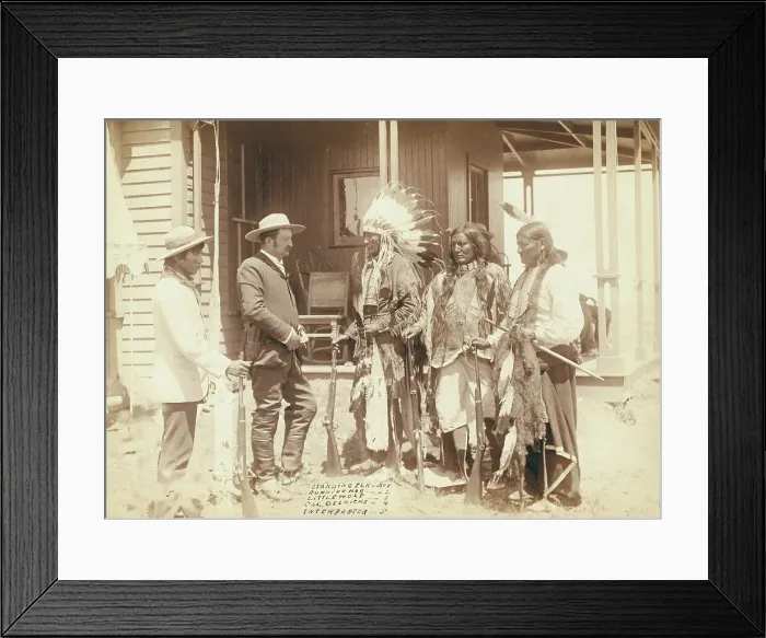 Framed Print : The Interview Standing Elk, No 1; Running Hog, No 2; Little Wolf, No 3... between 1887 and 92. Creator: John C. H. Grabill Framed Print : The Interview Standing Elk, No 1; Running Hog, No 2; Little Wolf, No 3... between 1887 and 92. Creator: John C. H. Grabill