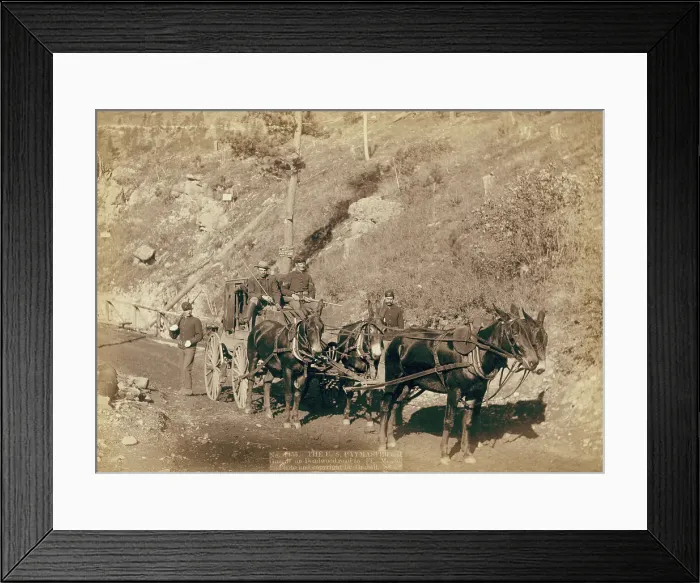 Framed Print : The US Paymaster and Guards on Deadwood road to Ft Meade, 1888. Creator: John C. H. Grabill Framed Print : The US Paymaster and Guards on Deadwood road to Ft Meade, 1888. Creator: John C. H. Grabill