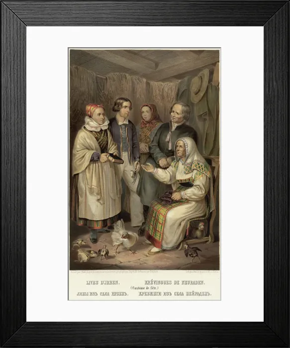 Framed Print : Livonians from the village of Irbene. Crevings from the village of Neiraden, 1862. Creator: Karlis Huns Framed Print : Livonians from the village of Irbene. Crevings from the village of Neiraden, 1862. Creator: Karlis Huns