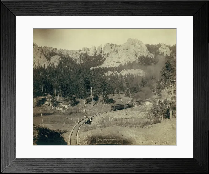 Framed Print : Horse Shoe Curve On B[urlington] and M[issouri River] R'y Buckhorn Mountains, 1891. Creator: John C. H. Grabill