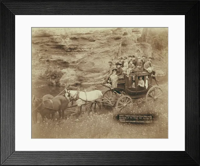 Framed Print : Tallyho Coaching Sioux City party Coaching at the Great Hot Springs of Dakota, 1889. Creator: John C. H. Grabill Framed Print : Tallyho Coaching Sioux City party Coaching at the Great Hot Springs of Dakota, 1889. Creator: John C. H. Grabill
