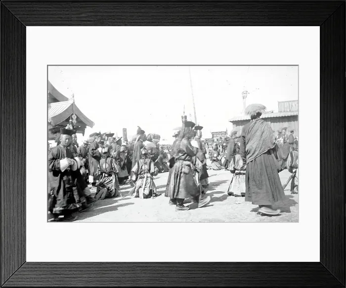 Framed Print : A group of Buddhist monks in the datsan, 1880. Creator: Nikolai Nikolaevich Petrov Framed Print : A group of Buddhist monks in the datsan, 1880. Creator: Nikolai Nikolaevich Petrov
